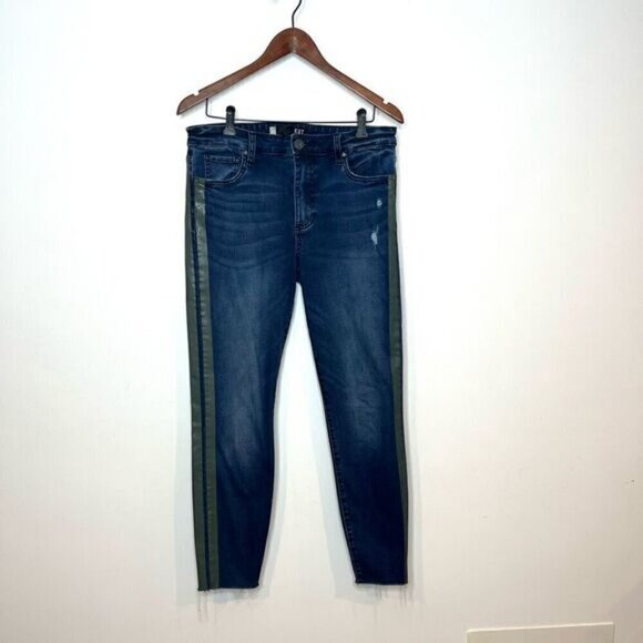 Kut from the Kloth Women's 10 Connie High Rise Ankle Skinny Jean Blue Stripe - Picture 2 of 13